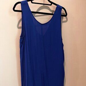 Madewell Shift V-Neck Dress with Buttons in Blue, Size L